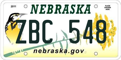 NE license plate ZBC548