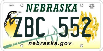 NE license plate ZBC552