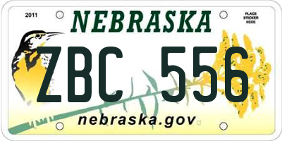 NE license plate ZBC556
