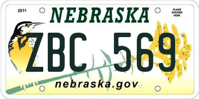 NE license plate ZBC569