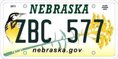 NE license plate ZBC577