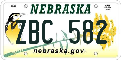 NE license plate ZBC582