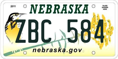 NE license plate ZBC584