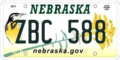 NE license plate ZBC588