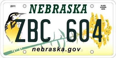 NE license plate ZBC604