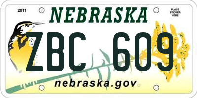 NE license plate ZBC609