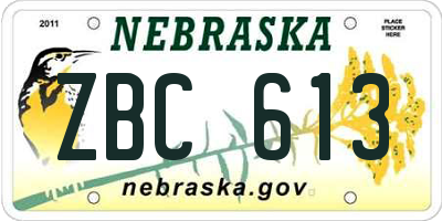 NE license plate ZBC613
