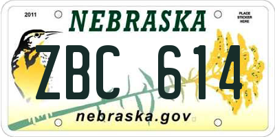NE license plate ZBC614