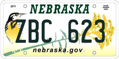 NE license plate ZBC623