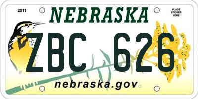 NE license plate ZBC626