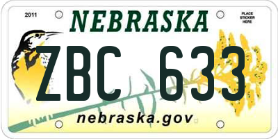 NE license plate ZBC633