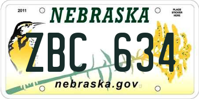NE license plate ZBC634