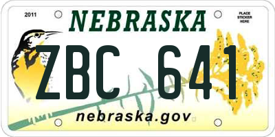 NE license plate ZBC641