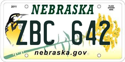 NE license plate ZBC642