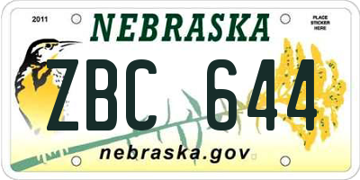 NE license plate ZBC644