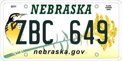 NE license plate ZBC649