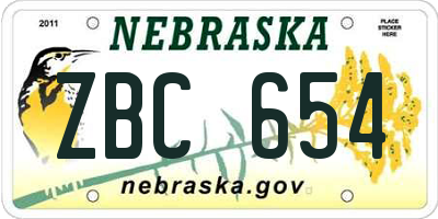 NE license plate ZBC654