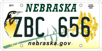 NE license plate ZBC656
