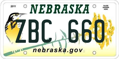 NE license plate ZBC660