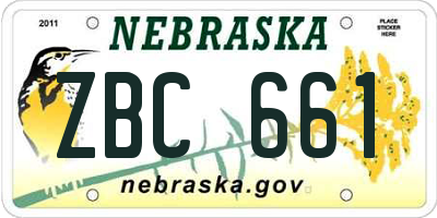NE license plate ZBC661