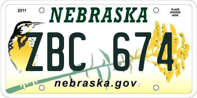 NE license plate ZBC674
