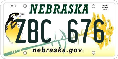 NE license plate ZBC676