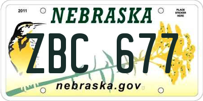 NE license plate ZBC677