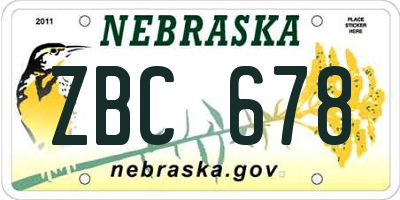 NE license plate ZBC678