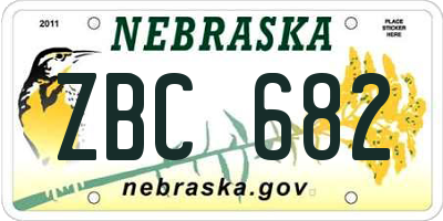 NE license plate ZBC682