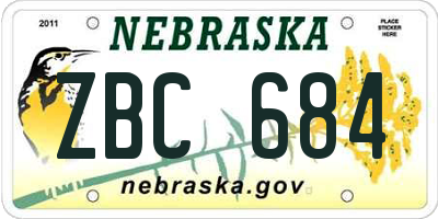 NE license plate ZBC684