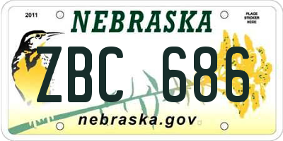 NE license plate ZBC686