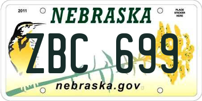 NE license plate ZBC699