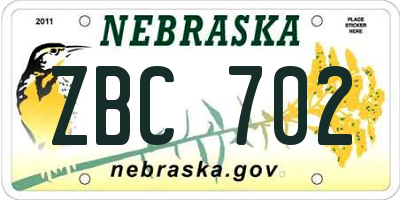 NE license plate ZBC702