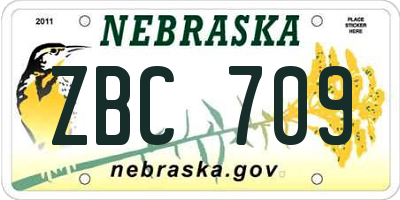 NE license plate ZBC709