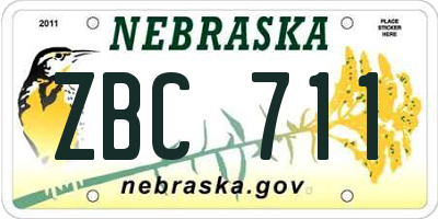 NE license plate ZBC711