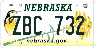NE license plate ZBC732