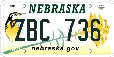 NE license plate ZBC736
