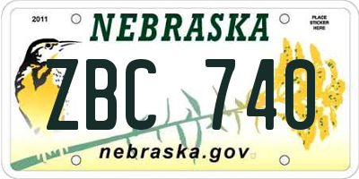 NE license plate ZBC740