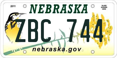 NE license plate ZBC744