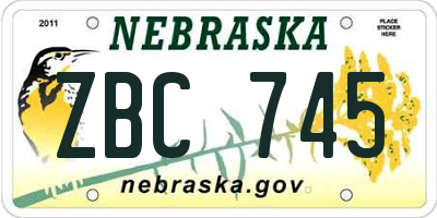 NE license plate ZBC745