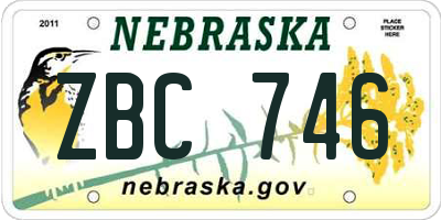 NE license plate ZBC746