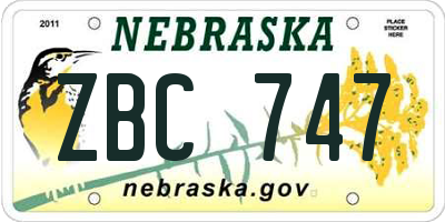 NE license plate ZBC747