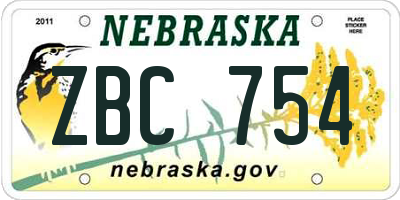 NE license plate ZBC754