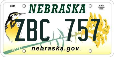 NE license plate ZBC757