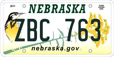 NE license plate ZBC763