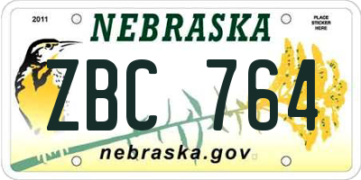 NE license plate ZBC764