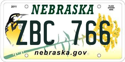 NE license plate ZBC766