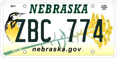 NE license plate ZBC774
