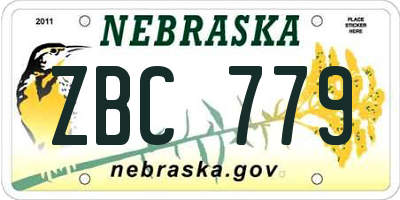 NE license plate ZBC779