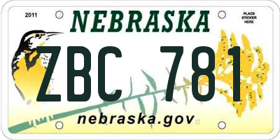 NE license plate ZBC781